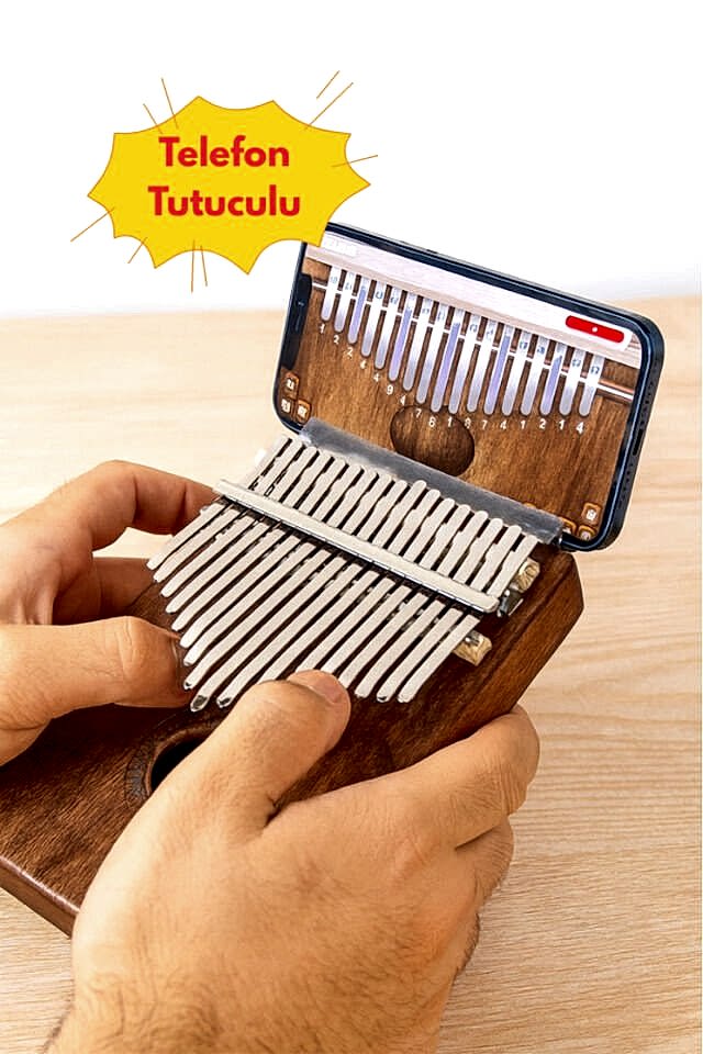 Telefon Tutuculu 17 Tuşlu Maun Kalimba Seti