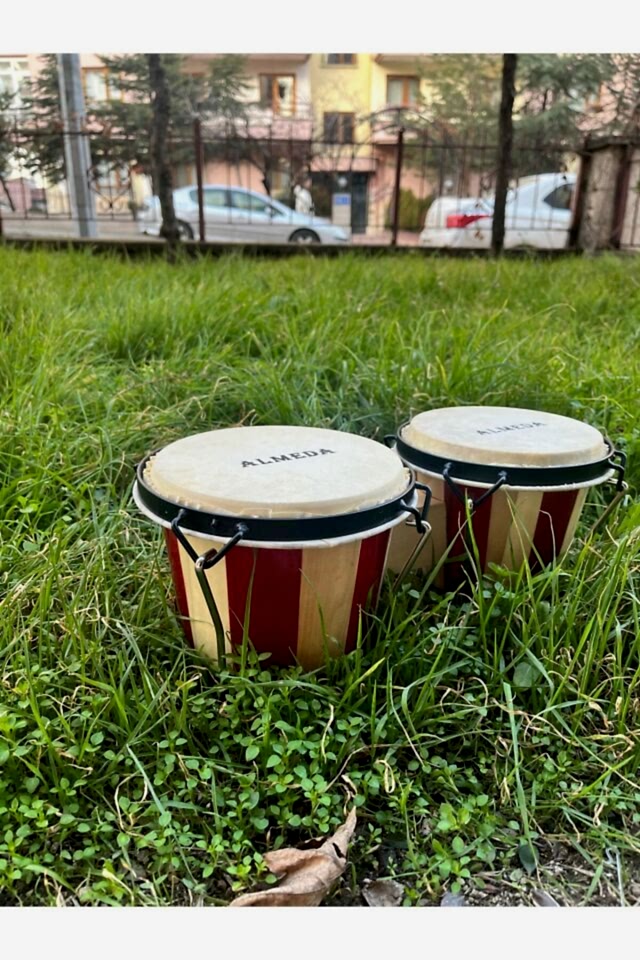 4'' 5'' inç Ahşap Kasa Gerçek Deri Mini Bongo