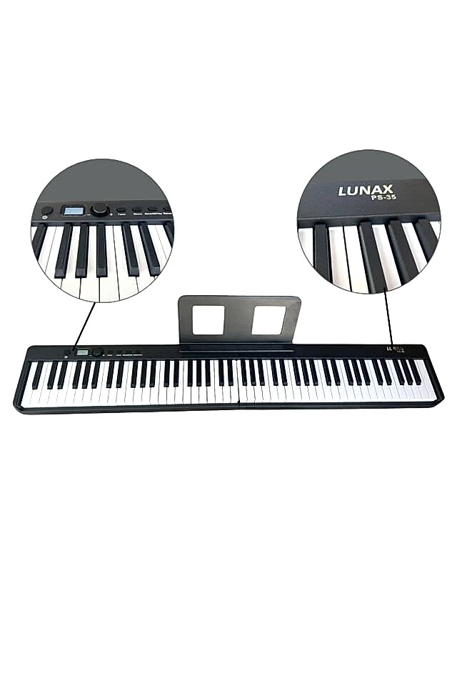 LUNAX PS-35 Katlanabilir Dijital Piyano 88 Tuş Siyah