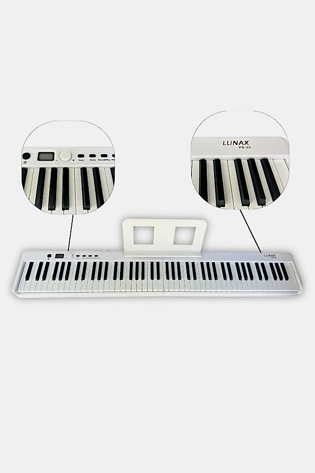 LUNAX PS-35 Katlanabilir Dijital Piyano 88 Tuş Beyaz