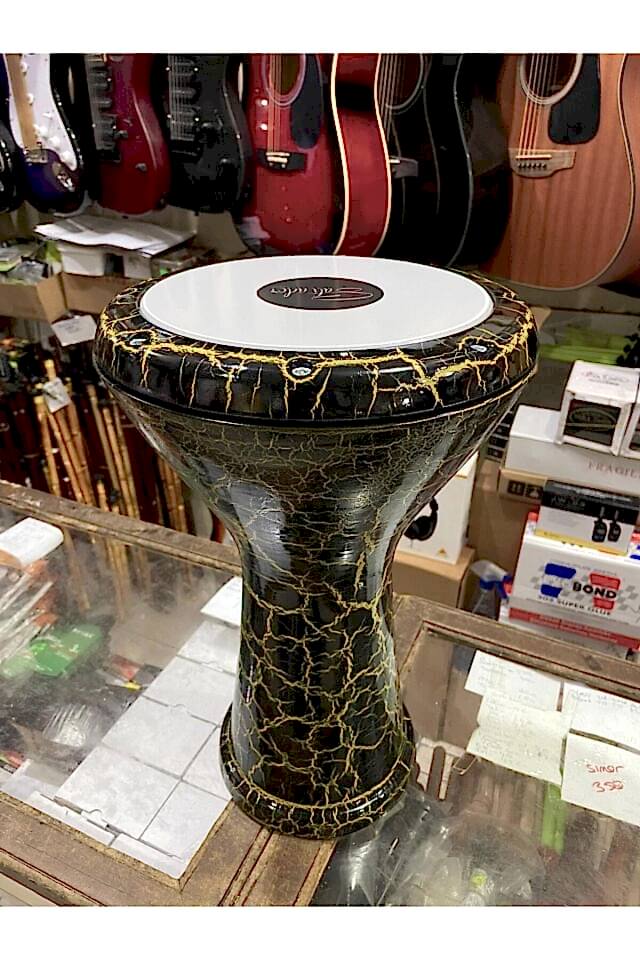 Profesyonel Döküm Darbuka Büyük Boy Mısır Çömlek Darbuka Sarı-siyah Kırçıllı
