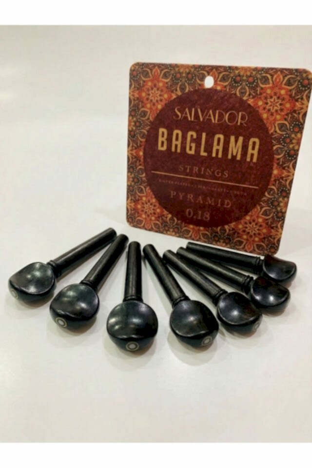 Nokta Sedefli Abanoz Bağlama Saz Burgu Takımı (7 Adet) 0.18 Bağlama Teli