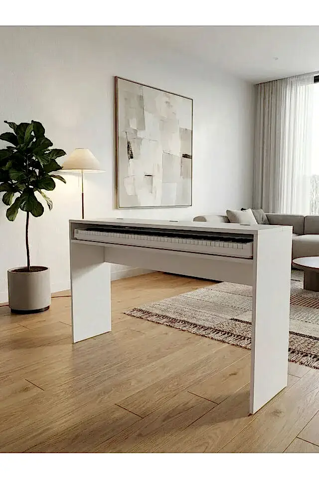 Montavo Kapaklı Piyano Sehpası Beyaz – PS-35, PLX-80WH, JDP-8830 Uyumlu