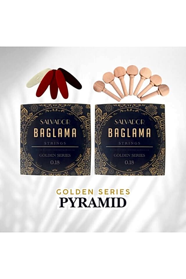 2 TAKIM SARI BAMLI GOLDEN SERIES 0.18 BAĞLAMA TELİ ( Mızrap Tezene Seti Burgu Kulağı Tam Set)